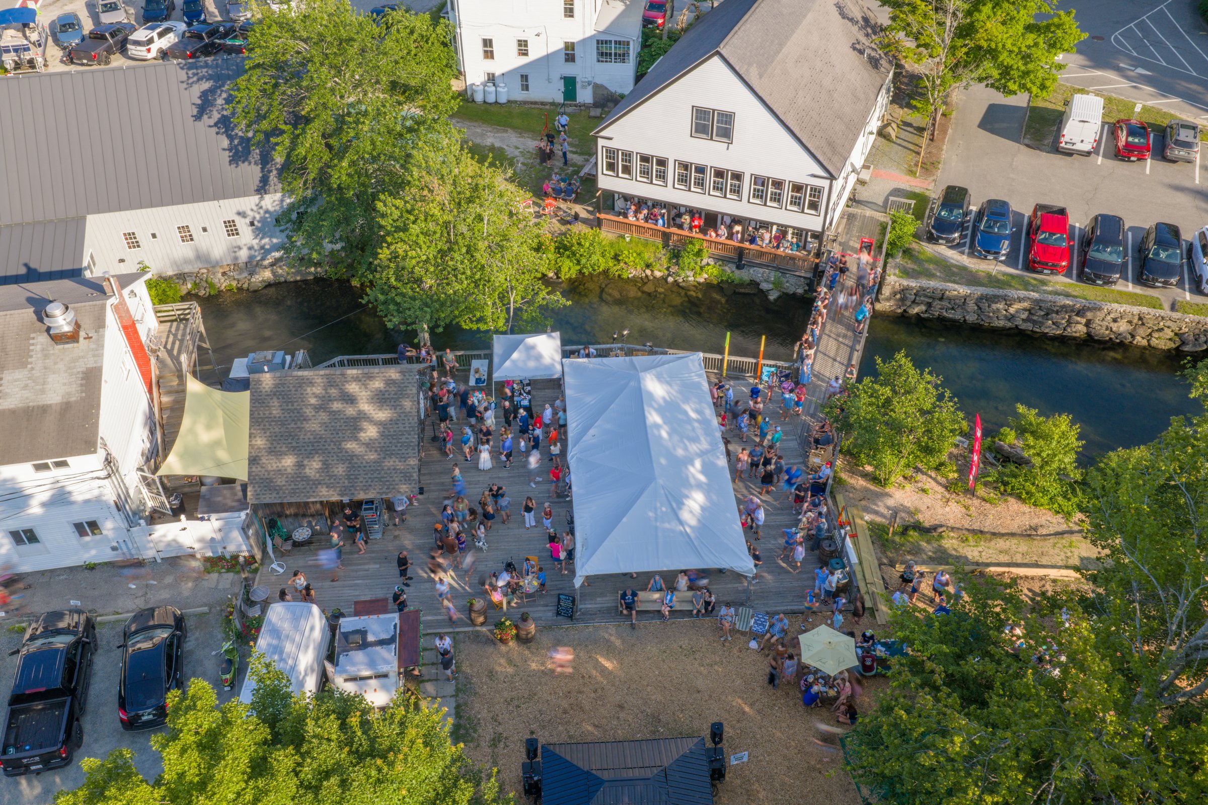 The Landing boardwalk and footbridge from above